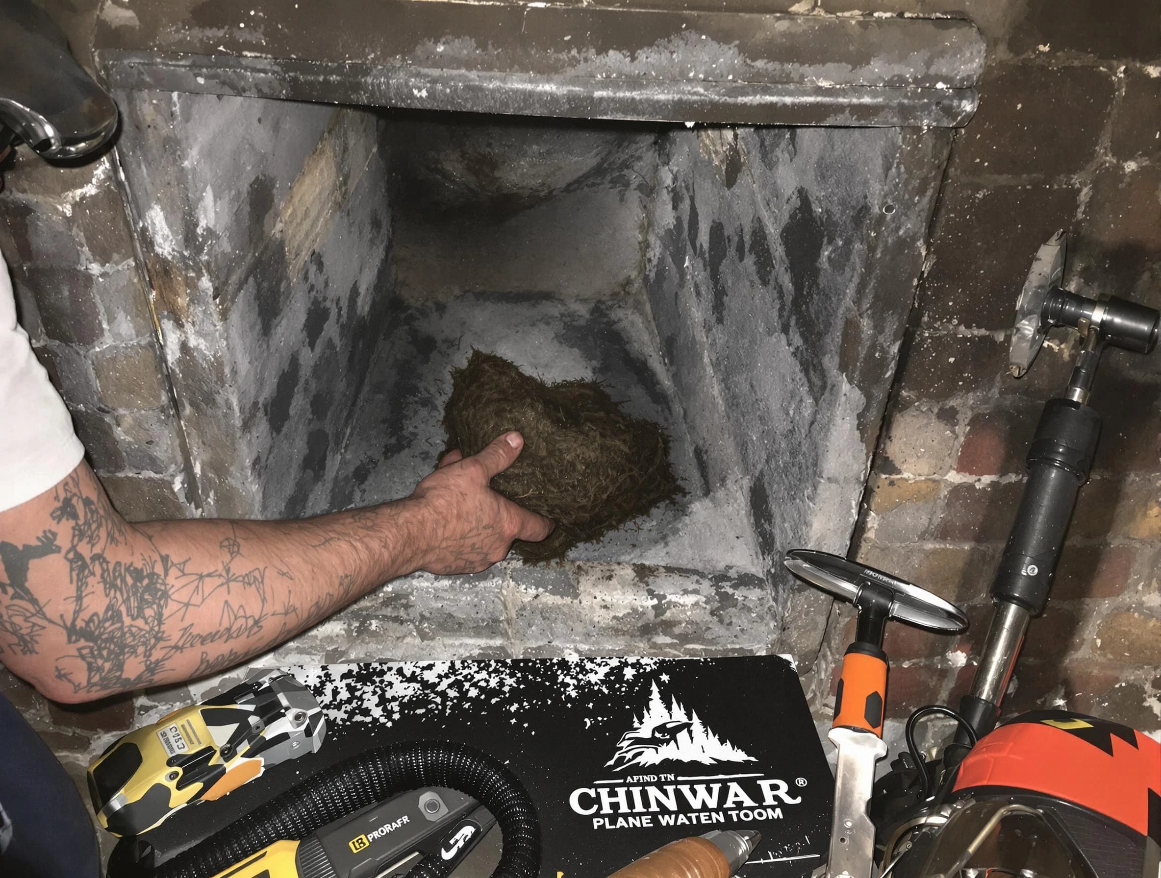 Argo Chimney Sweep safely removing debris and screening chimney in Argo, AL