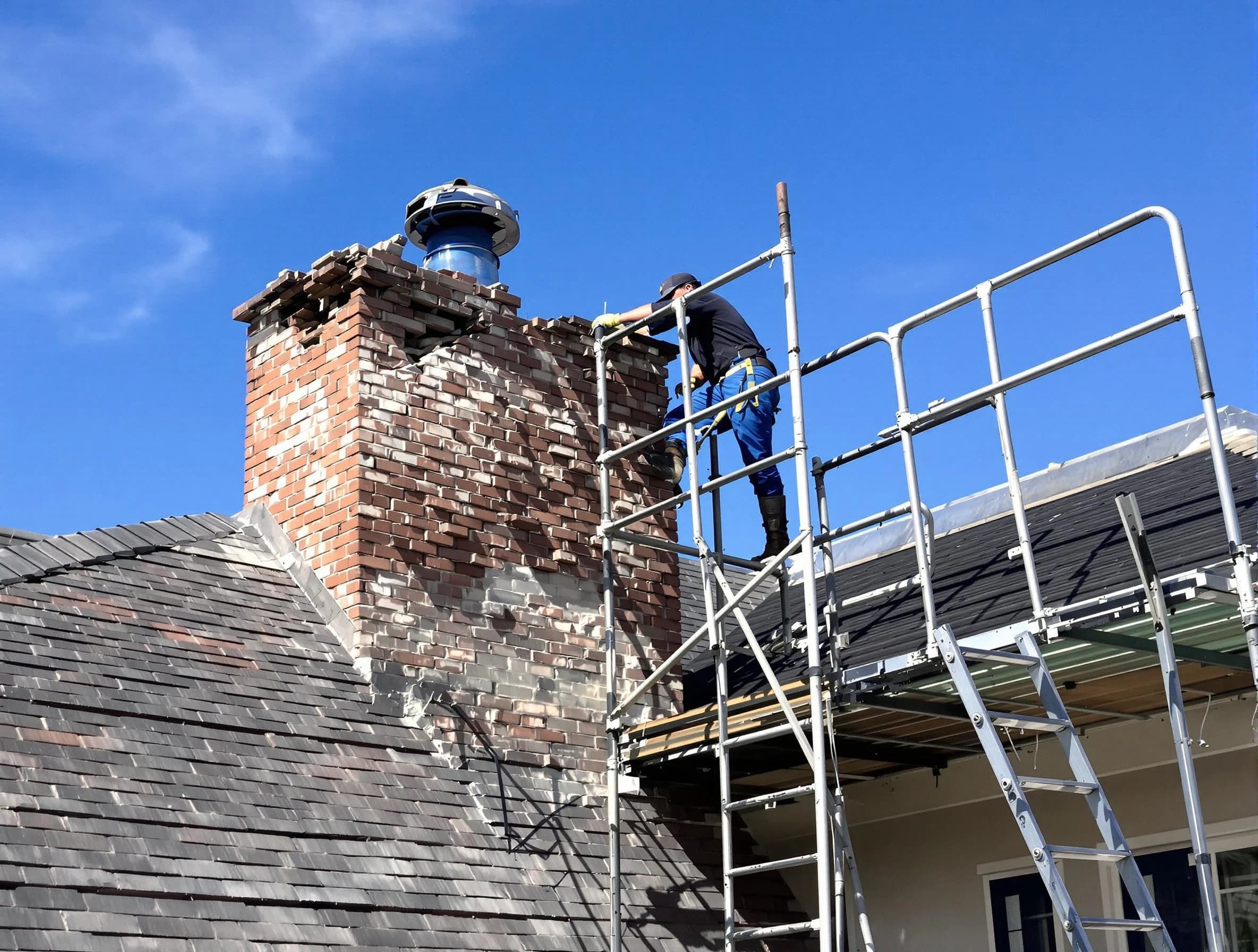 Rebuilding a chimney structure by Argo Chimney Sweep in Argo, AL