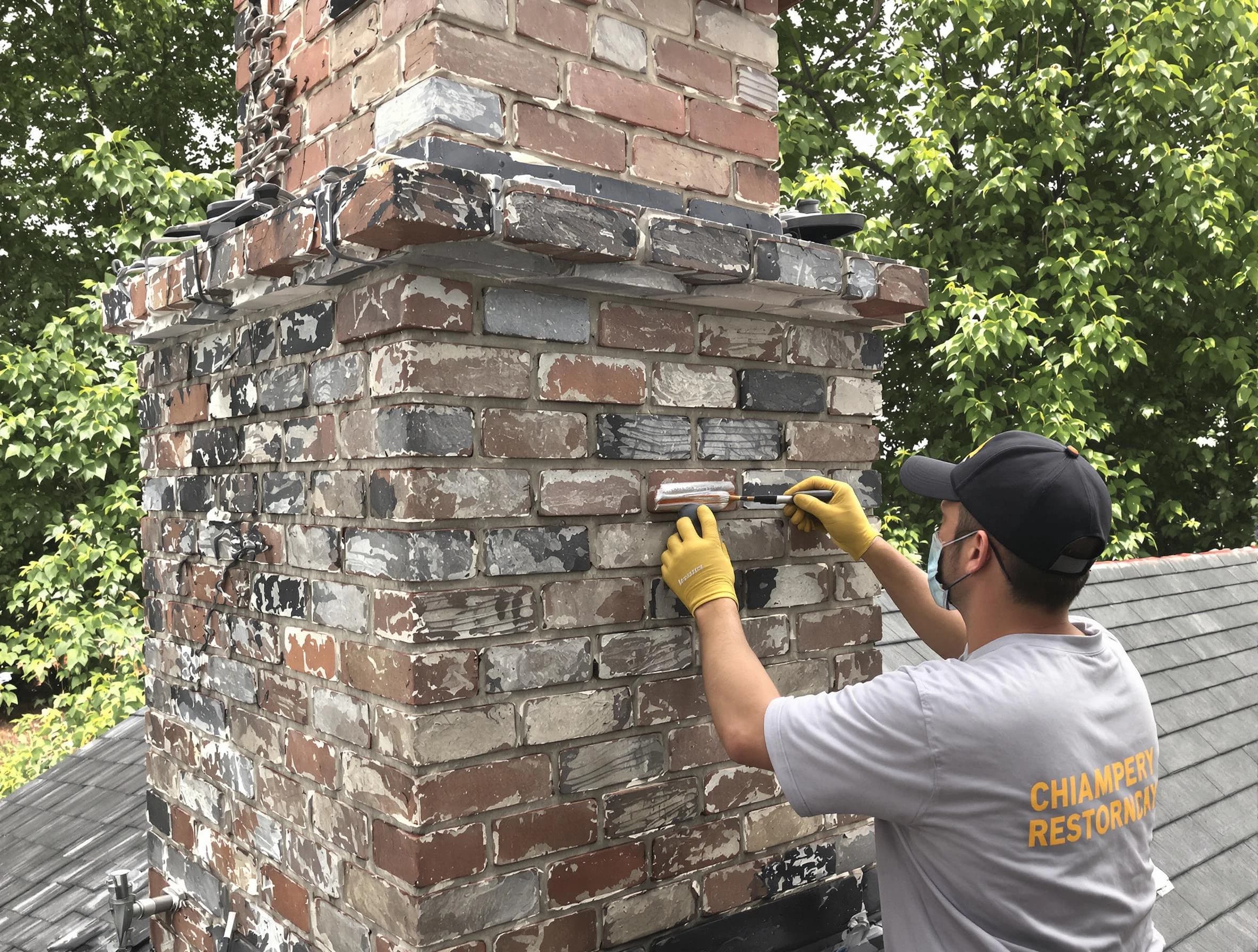 In-progress chimney restoration by Argo Chimney Sweep in Argo, AL