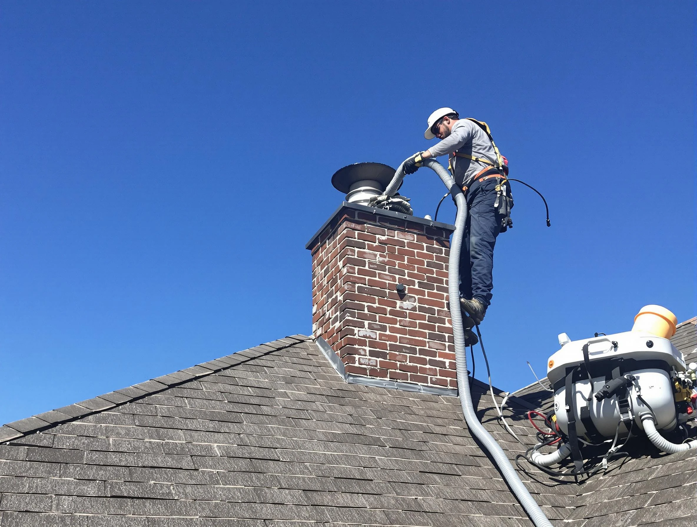 Dedicated Argo Chimney Sweep team member cleaning a chimney in Argo, AL